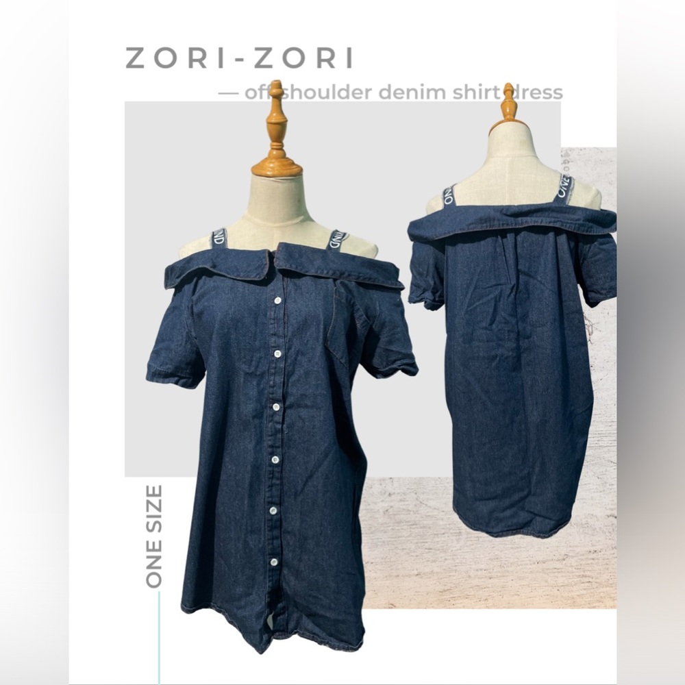 OFF SHOULDER DENIM SHIRT DRESS